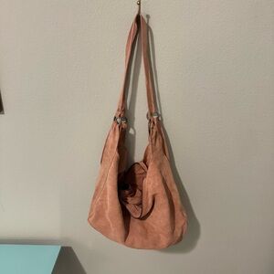 Free People Soft Pink Roma Suede Hobo Bag